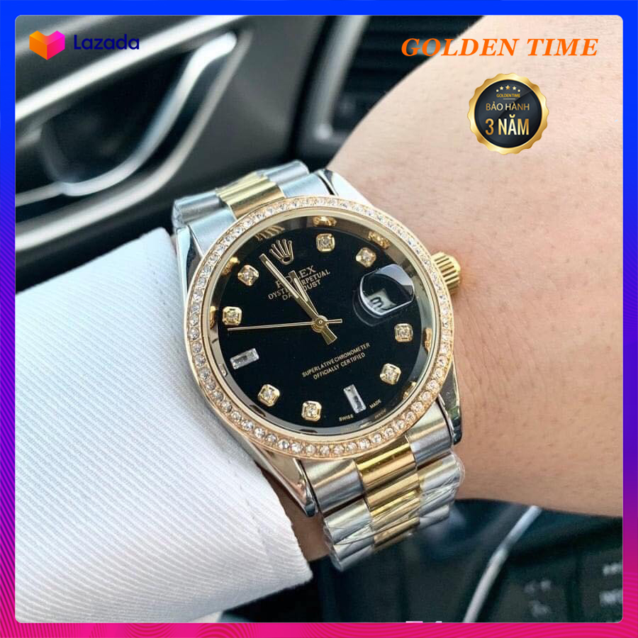 Đồng hồ nam, Đồng hồ RL, RL02, Mặt đính đá, Dây thép đúc đặc cao cấp, Mặt Sapphire chống xước, chống nước thẻ bảo hành 2 năm