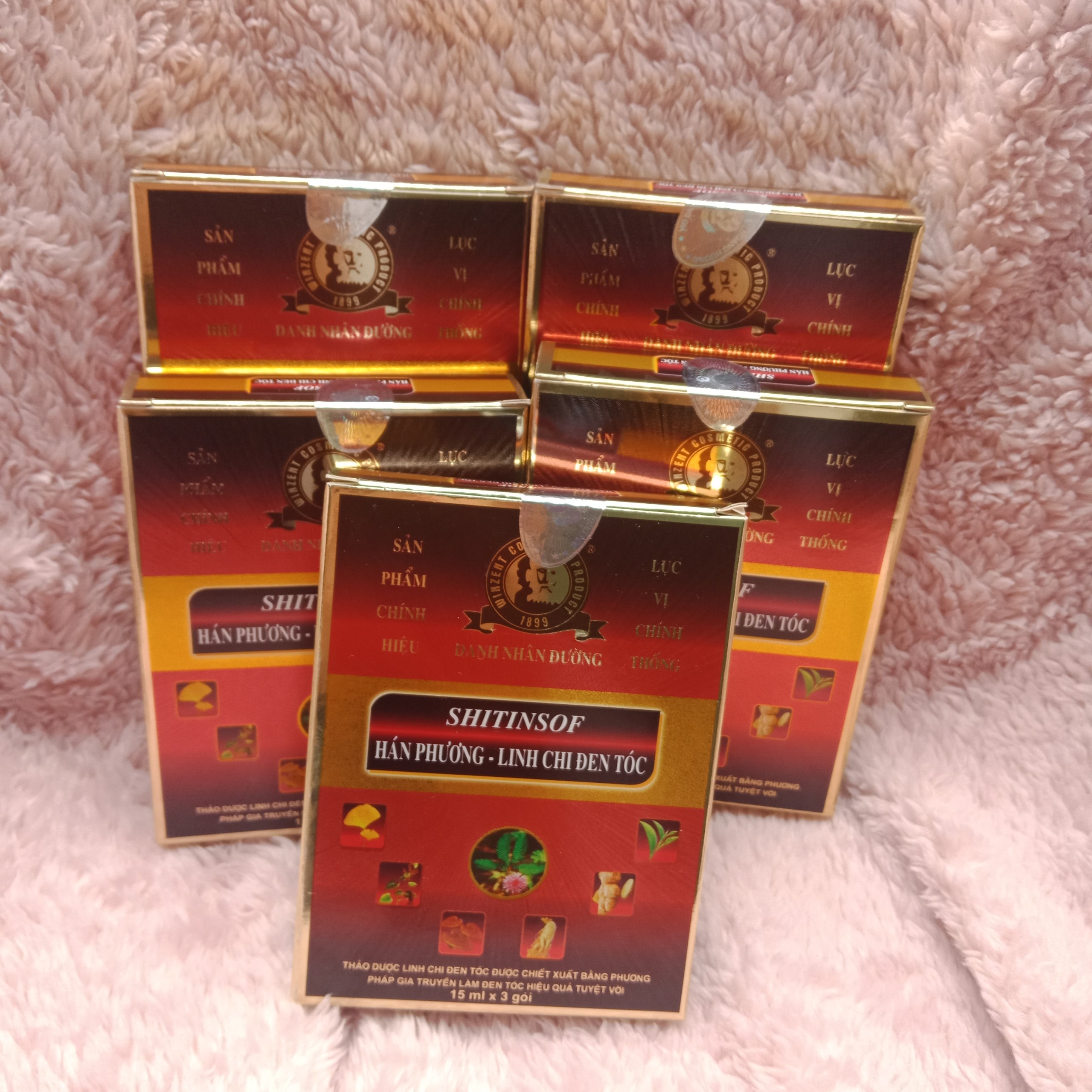 Combo 5 hộp Dầu gội SHITINSOF Hán Phương Linh Chi Đen Tóc