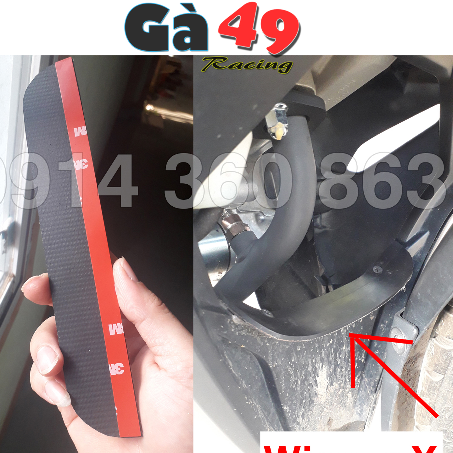 Miếng dán Chắn bùn cổ bô Winner X bằng cao su