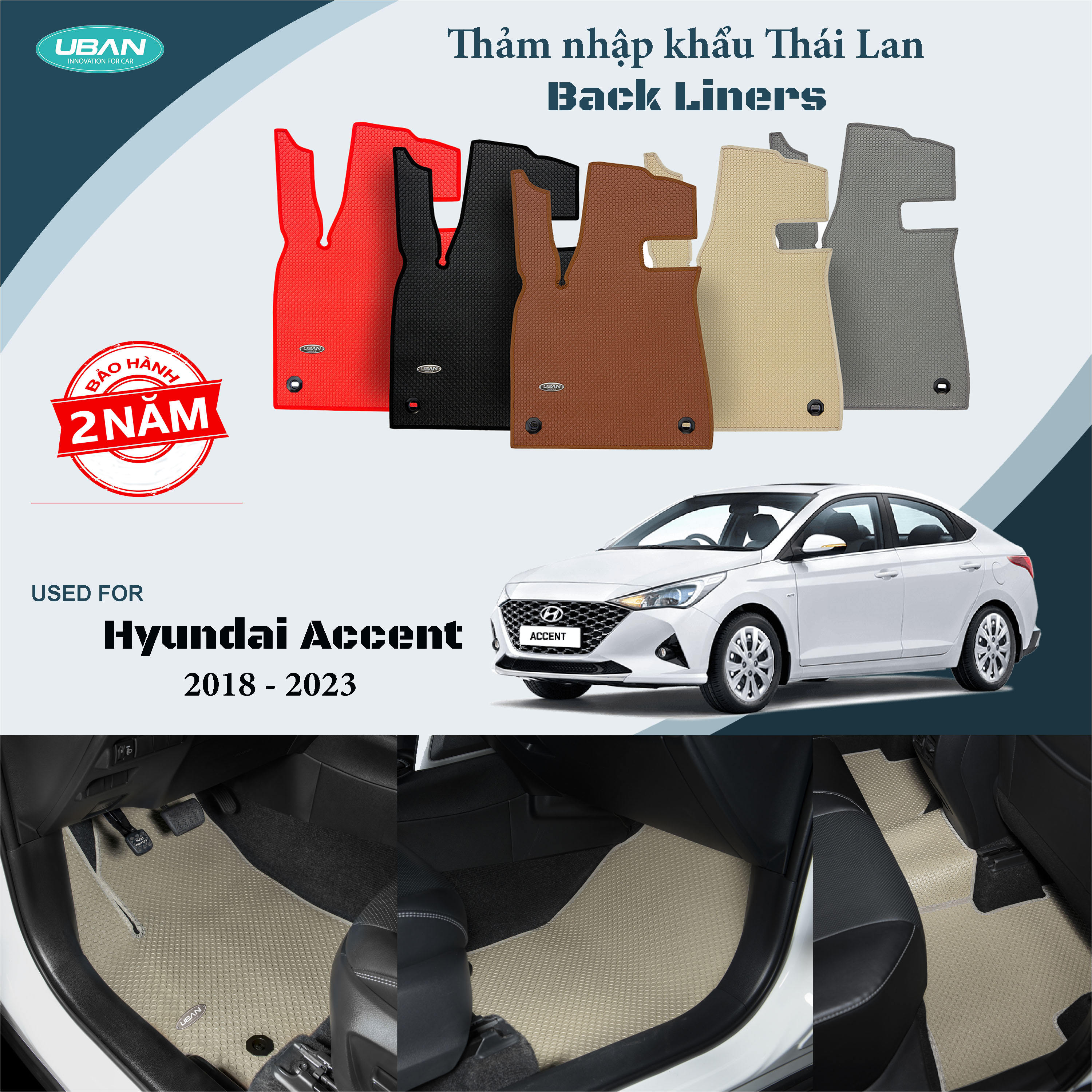 Thảm lót sàn ô tô UBAN xe Hyundai Accent - Nhập khẩu Thái Lan