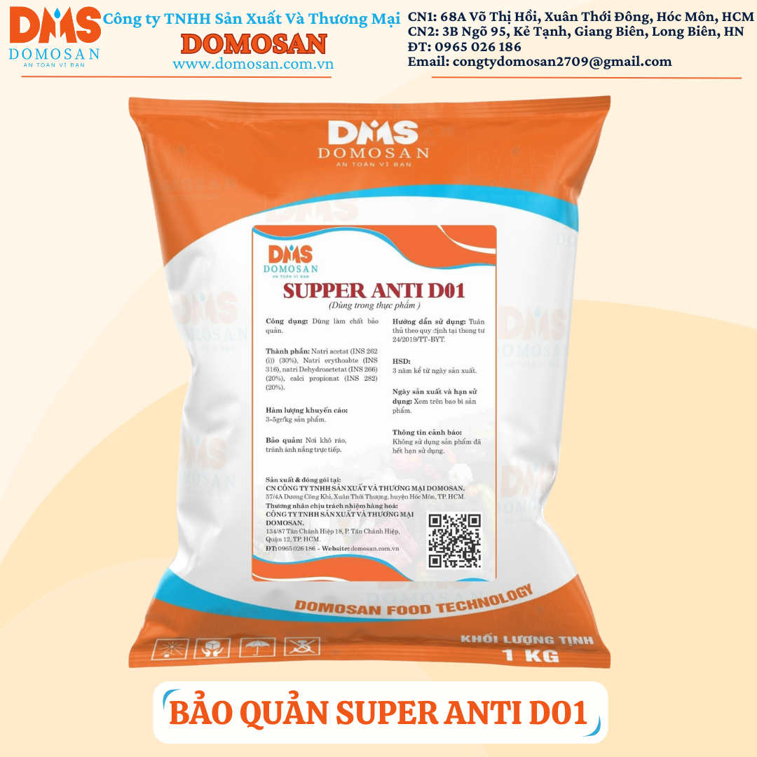 1kg chất bảo quản cho sản phẩm từ thịt, cá và hầu hết sản phẩm khác supper anti d01