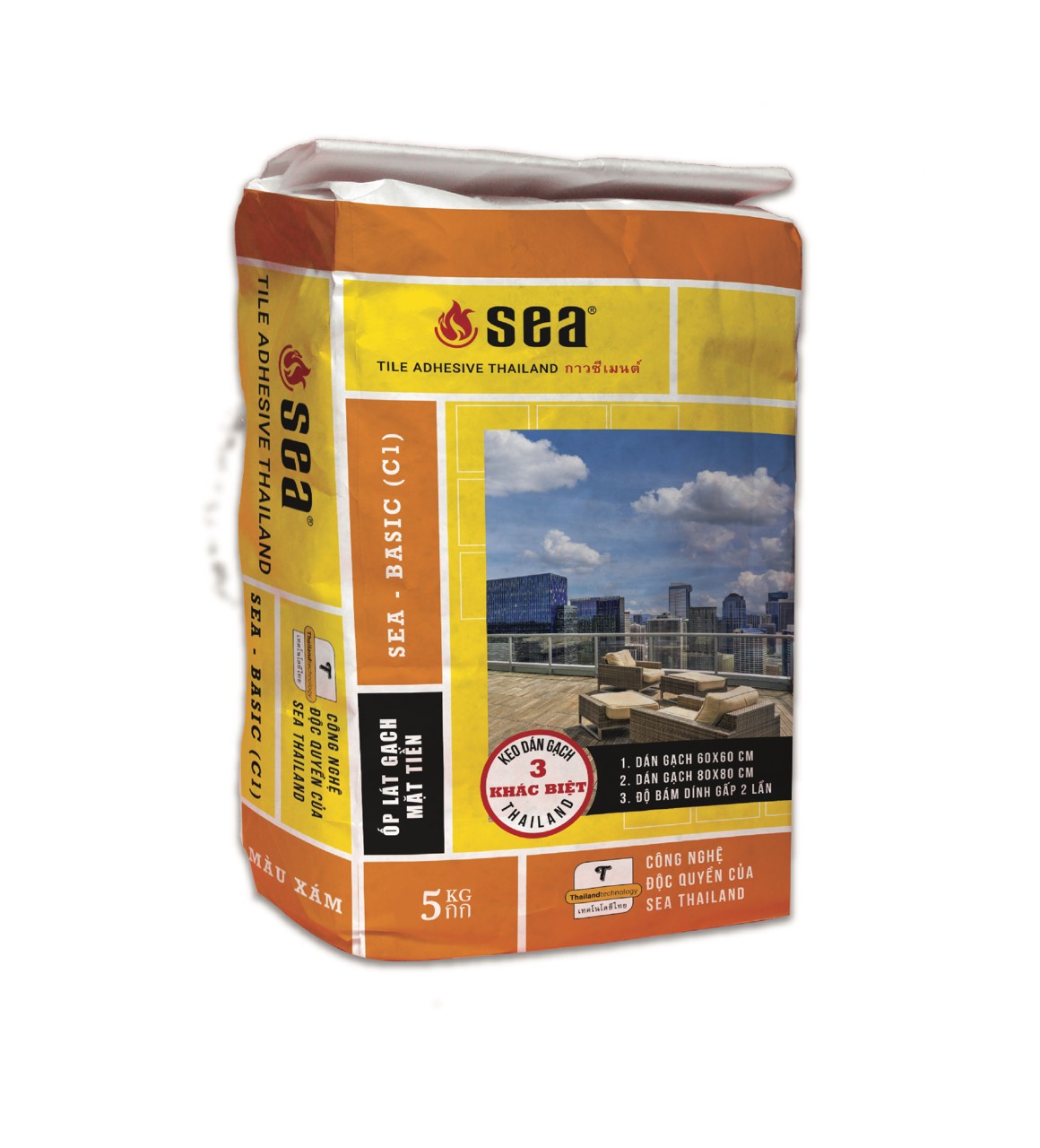 [HCM]Keo dán gạch chất lượng cao SEA BASSIC (C1) Bao 5kg phù hợp với mọi kích cỡ gạch/đá