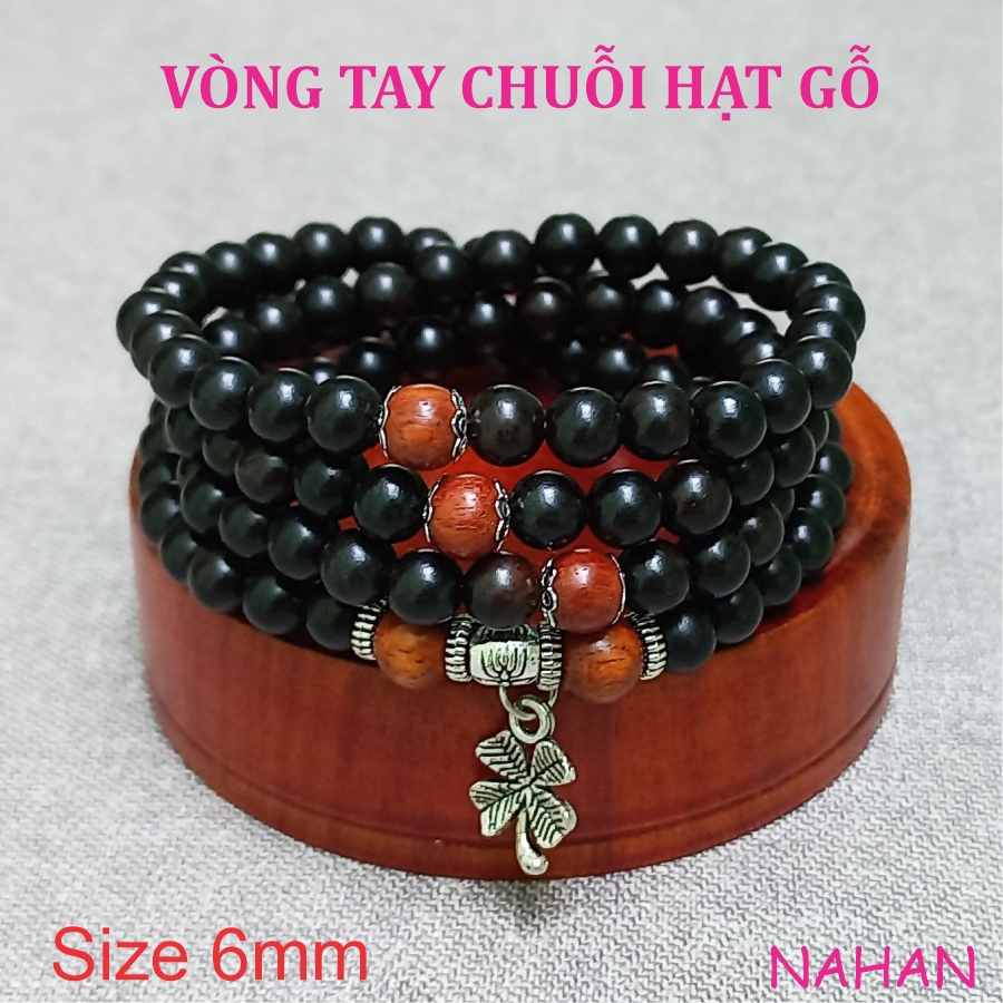Vòng Chuỗi Hạt Thời Trang, Vòng Tay Chuỗi Hạt Gỗ May Mắn, Dùng để quấn đeo cổ tay nhiều vòng