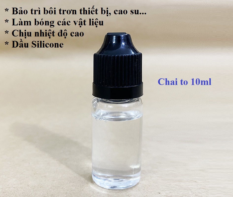Dầu Silicone bảo trì bôi trơn, chịu nhiệt độ cao cho các thiết bị, làm bóng tăng độ đàn hồi cao su, chai to 10ml pkb