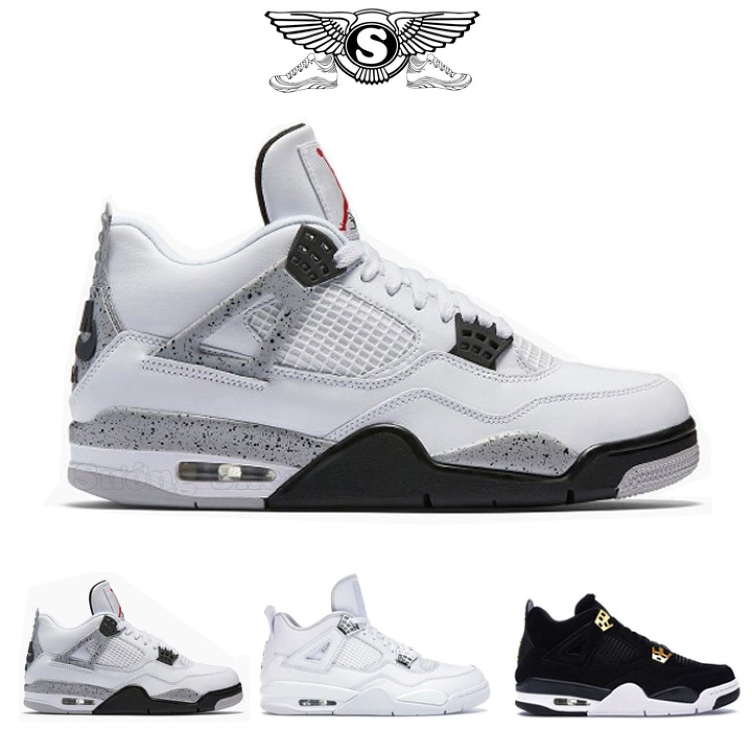 Giày jd4 trắng xám retro white cement nam nữ quality full box - jd4