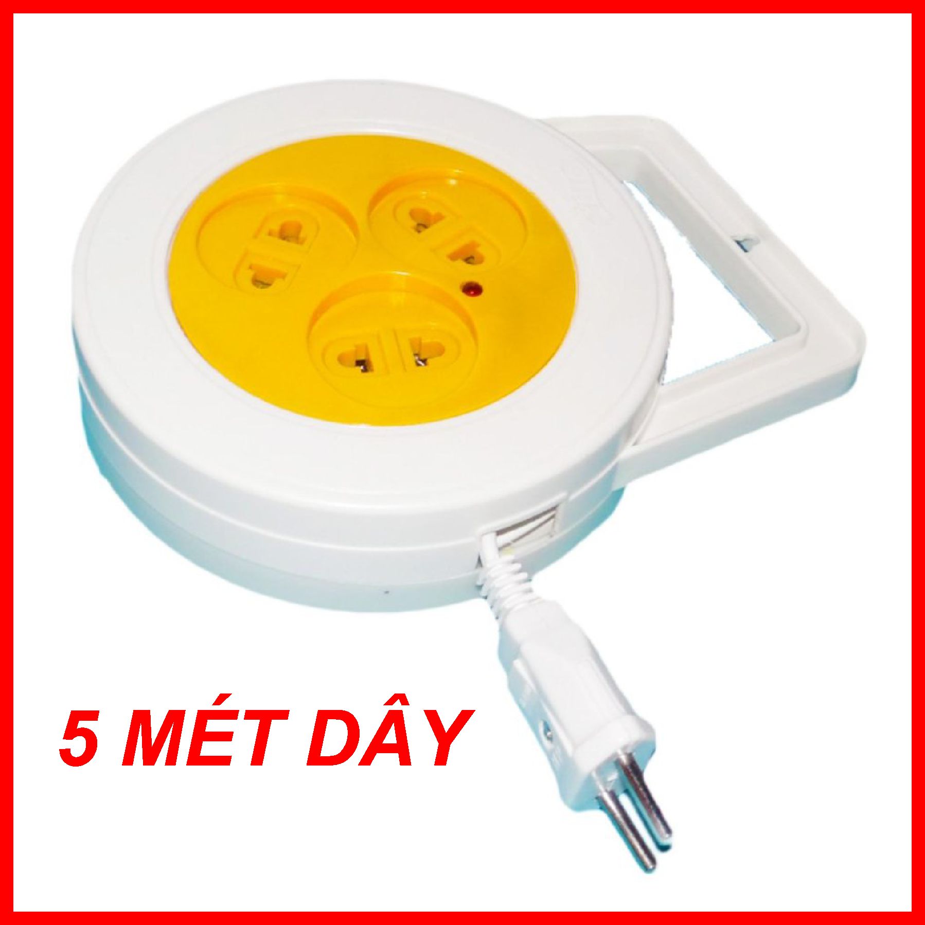 Ổ Cắm Điện 5 mét dây, Ổ cắm kéo dài, ,Ổ Cắm Điện + Dây dài 05 Mét + Công suất 1200W + 01 đèn LED báo - Ổ Cắm Điện ( hoàng gia )