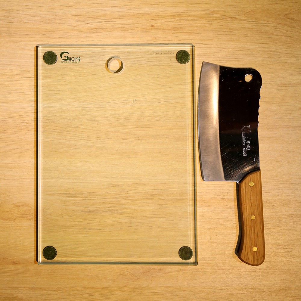 Thớt Kính Cường Lực Cao Cấp Ghome (Chân Lót Su) - Thớt Cường Lực Siêu Bền, Siêu Tải