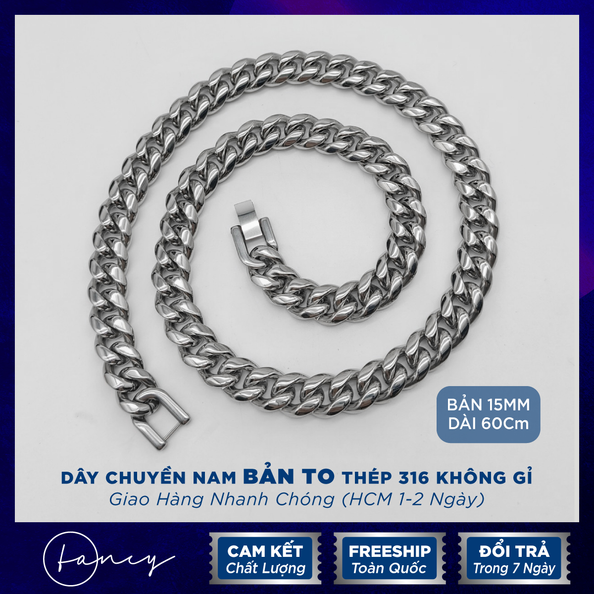Dây chuyền nam titan bản lơn 15mm cá tính , vòng cổ nam không gỉ bản to cool ngầu , phụ kiện nam mạnh mẽ quà tặng sinh nhật valentino , dây chuyền nữ đọc lạ phong cách badboy | fancy