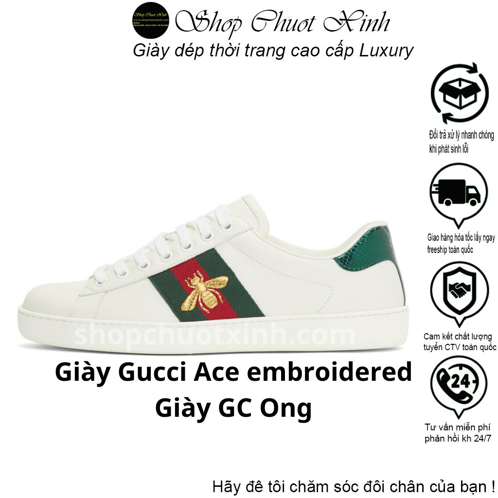 Giày Thể Thao Gucci Ong Cao Cấp Full Size Nam Nữ Phong Cách Hàn Quốc Giày  GC Xanh Đỏ Thêu Họa Tiết 36-43 shopchuotxinh 