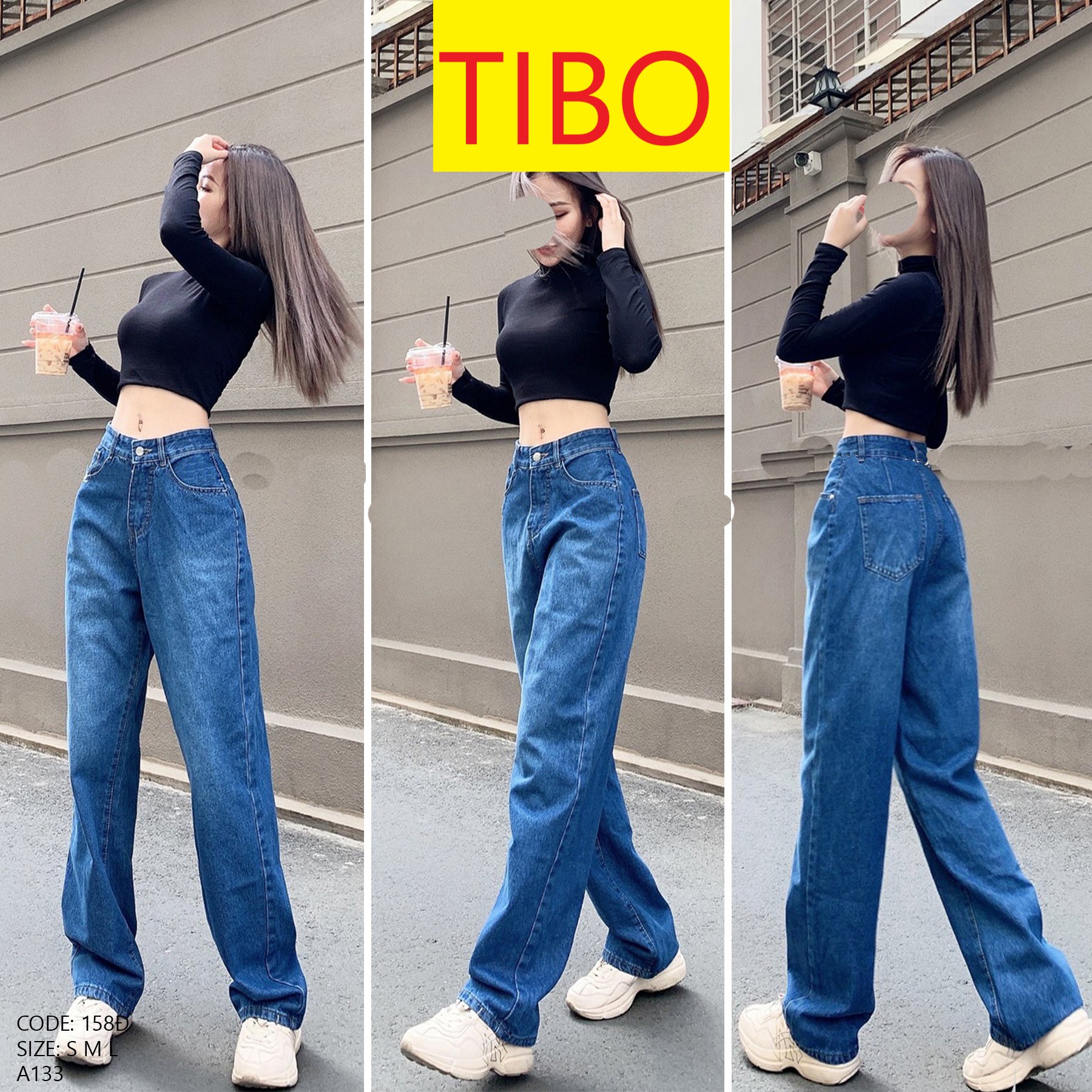 QUẦN JEAN ỐNG RỘNG NỮ RÂU MÈO LƯNG CAO LAI CUỐN MÀU XANH ĐẬM CAO CẤP TIBO ĐỦ SIZE S, M, L SIÊU MÁT MẺ, ĐỈNH CAO HOT HIT, PHƠI PHỚI PHONG CÁCH