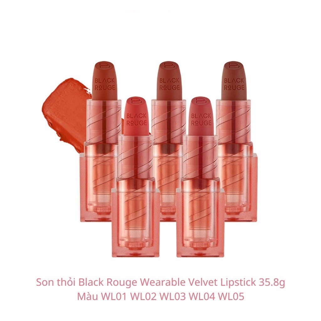 Son thỏi BLACK ROUGE Wearable Velvet Lipstick mềm mịn căng mọng siêu lì