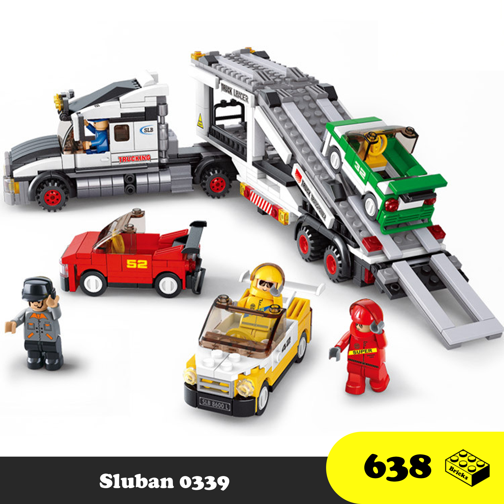 Lego Sluban 0339 - Lego Xe tải chở hàng Container - CONTAINER TRUCK SERIES 0339 VAN HEAVY CARGO TRUCK