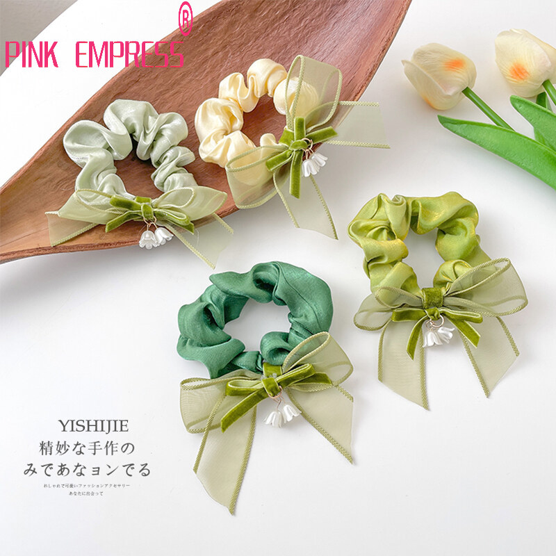 Dây Buộc Tóc PINK EXPRESS Bằng Cao Su Hình Nơ Màu Xanh Lá Mới Phụ Kiện Thời Trang-INTL