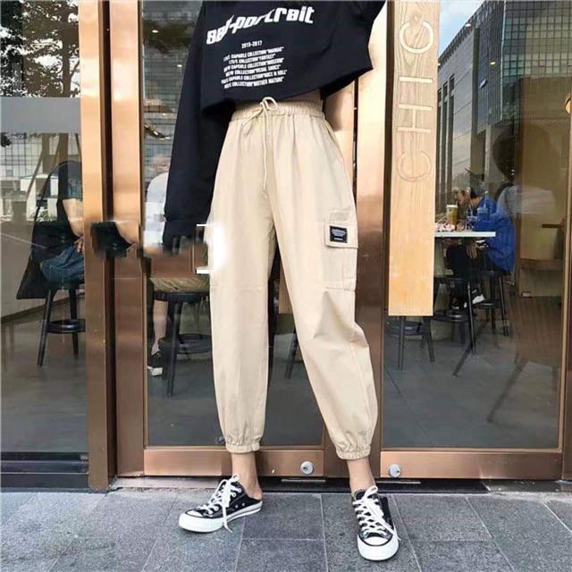 [HCM]Quần Kaki Túi Hộp Logo Cá Tính (Đen và Be)