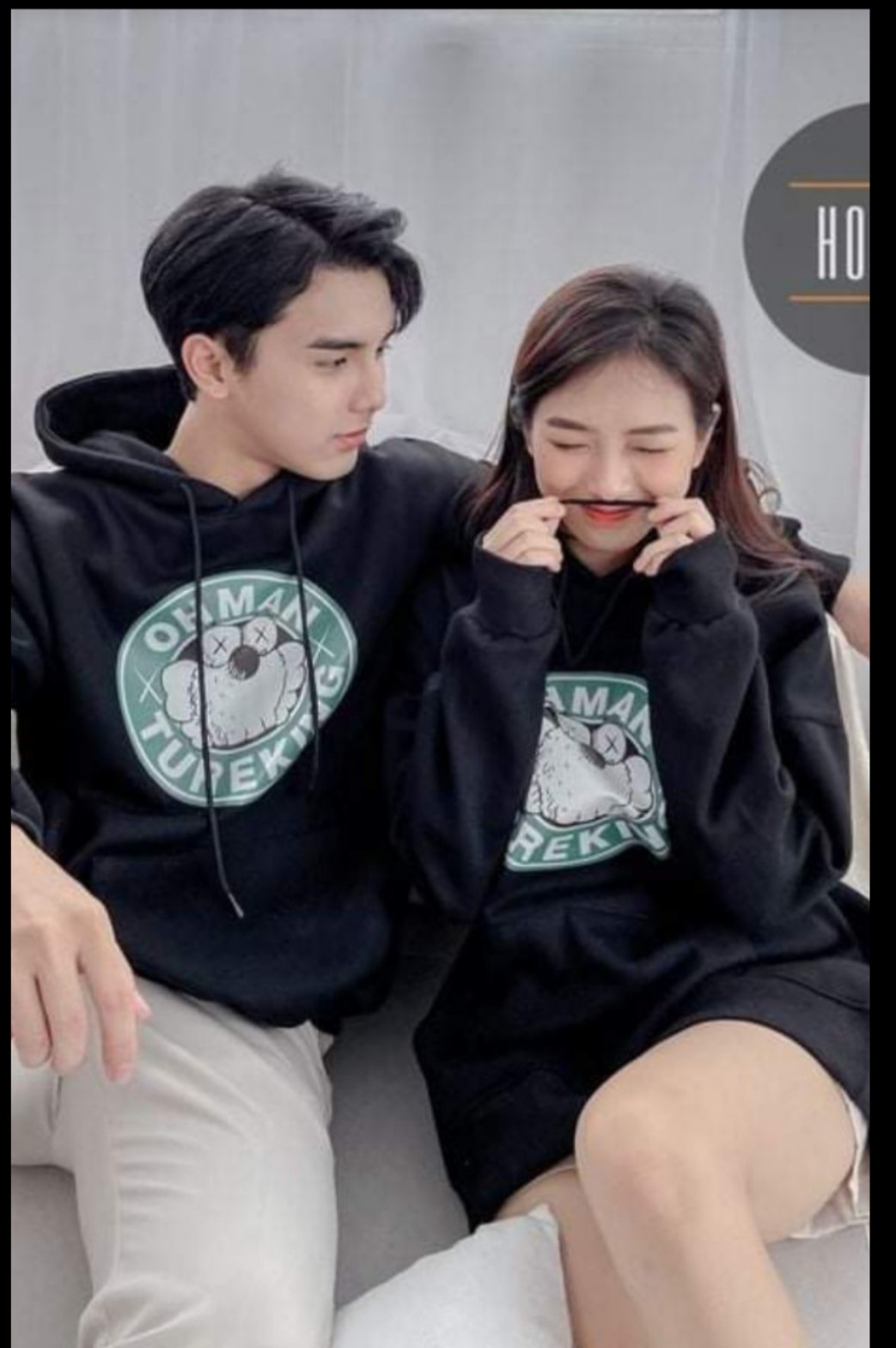 Áo đôi nam nữ hoodie in hình kem chữ siêu đáng yêu