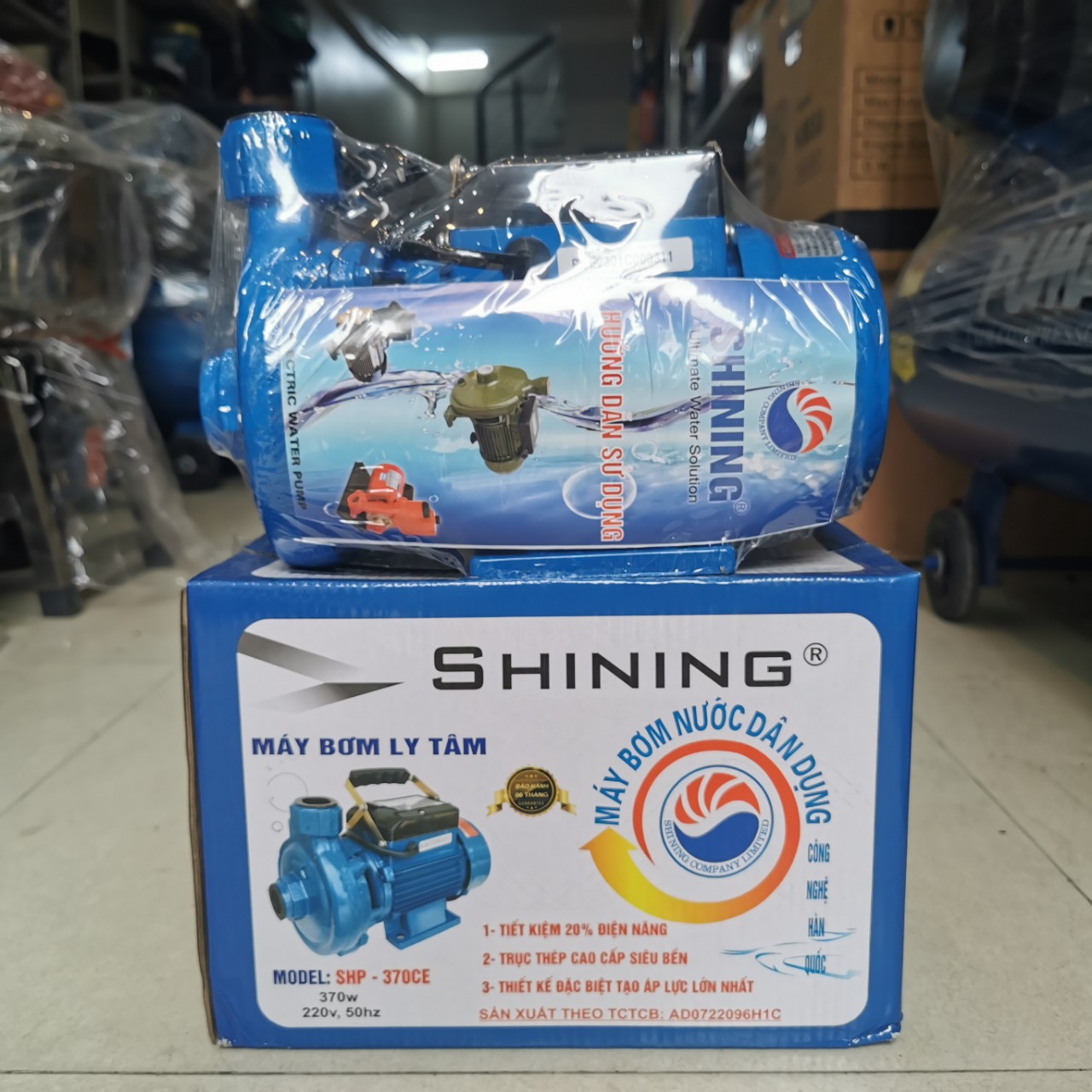 Máy bơm nước ly tâm cá sấu shining 370w hàng dây đồng