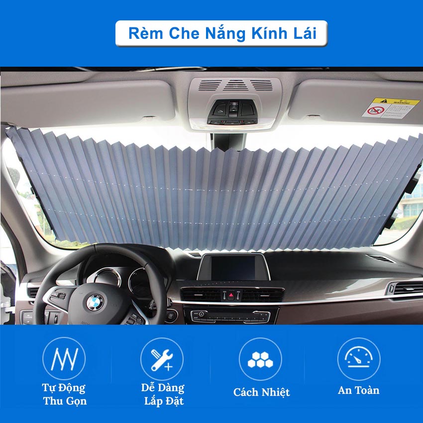 Rèm Che Nắng Kính Lái Ô Tô Tráng Nhôm Cách Nhiệt – Xếp Gọn Tiện Lợi