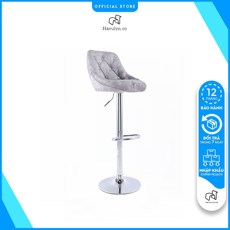 Ghế Spa Make Up Trang Điểm, Ghế Quầy Bar Chân Xoay Inox Có Tựa Lưng Nệm Êm HAVULYN-X10: ghế make up, ghế trang điểm, ghế quầy bar