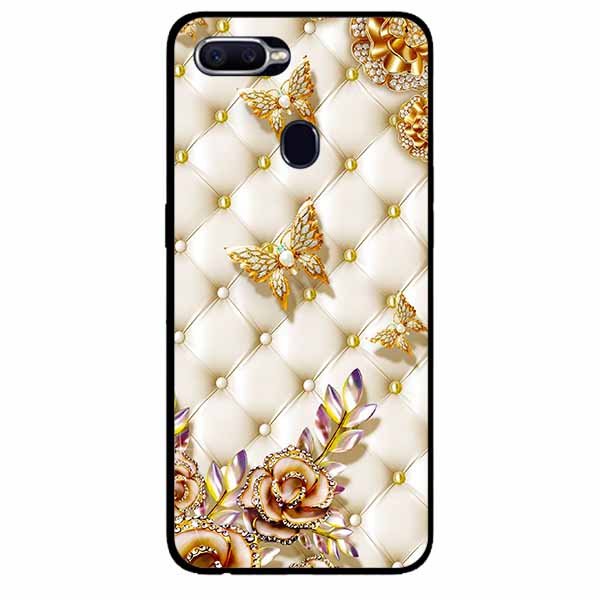 [HCM]Ốp Cường Lực Dẻo Đen Dành Cho Oppo A12 - A7 (A5s) Mẫu Bướm Vàng Giả Da