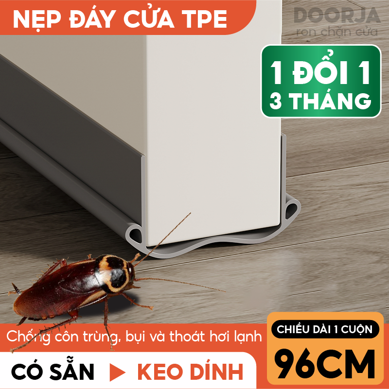 Nẹp Mút Xốp 95cm Thế Hệ Mới Chặn Đáy Khe Cửa, Cách Nhiệt, Cách Âm, Ngăn Côn Trùng, Chống Kẹt Tay Chân Em Bé V2 DOORJA