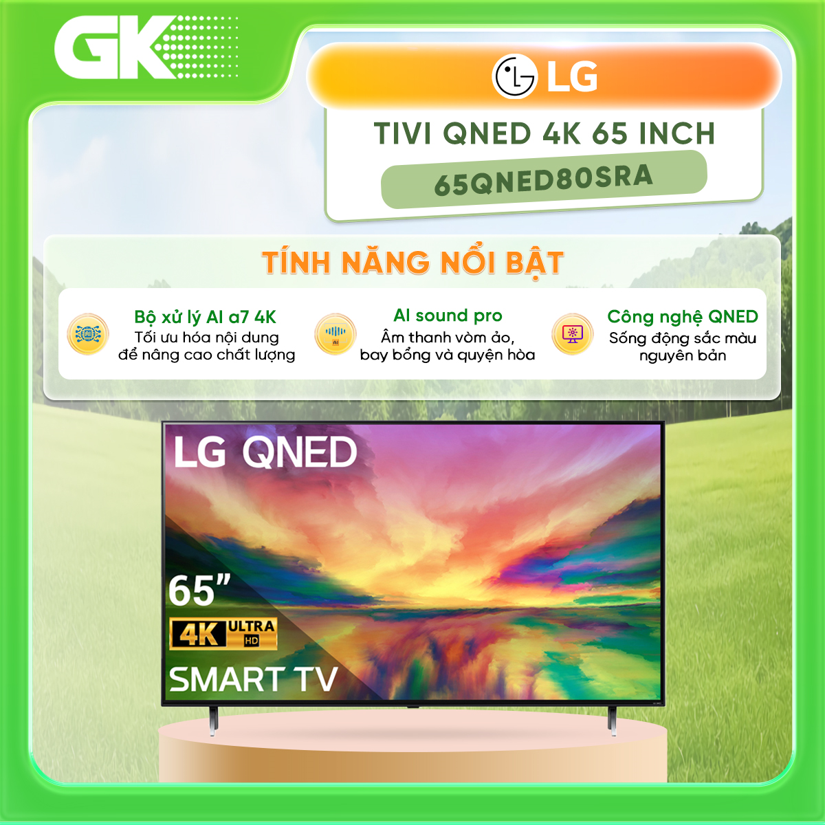 Smart Tivi LG QNED 4K 65 Inch 65QNED80SRA - Điều khiển tivi bằng điện thoại Ứng dụng LG TV Plus Remote thông minh Magic Remote - GIAO TOÀN QUỐC - FREESHIP HCM