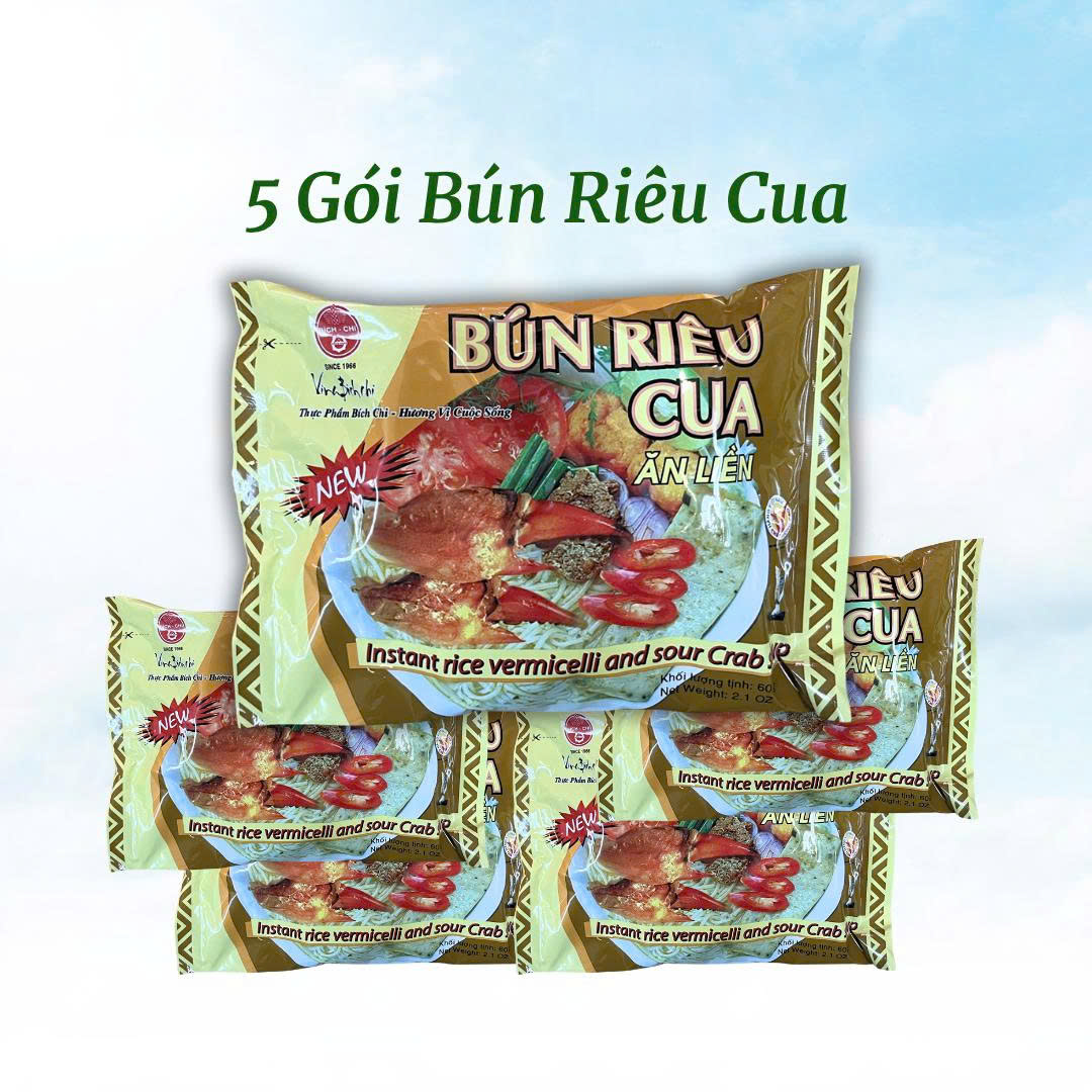 Bún riêu cua (60g/gói) Bích Chi - Combo 3,5 Gói Thơm Ngon Tiện Lợi