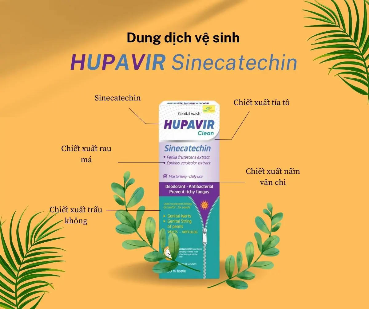 Dung dịch vệ sinh Hupavir Sinecatechin Clean 120ml