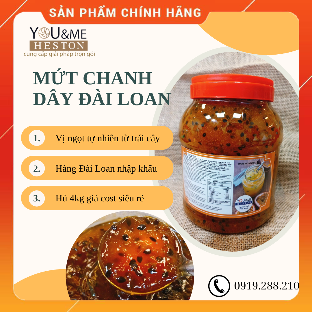 Mứt chanh dây nguyên thịt nguyên hạt Đài Loan