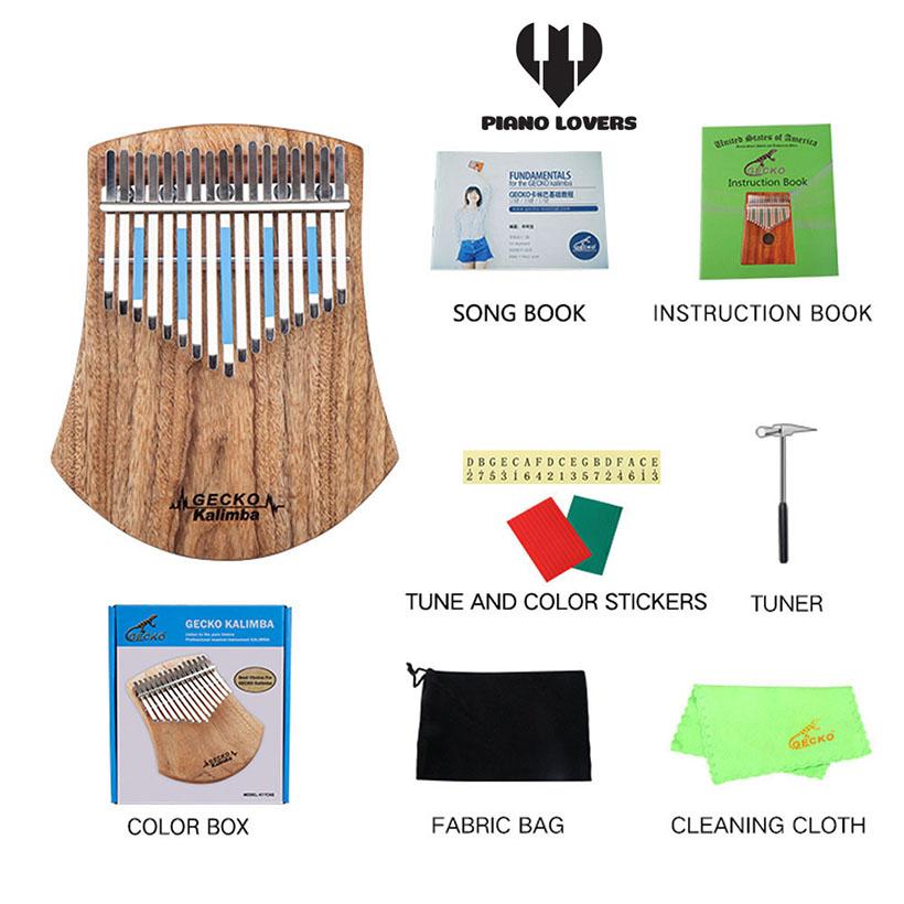 Đàn kalimba 17 phím gecko k17cas gỗ mahogany - hàng có sẵn