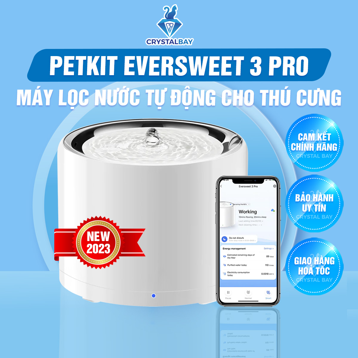 Petkit Eversweet 6 Wireless - Máy lọc nước tự động cho chó mèo thú cưng thế hệ mới nhất của Petkit