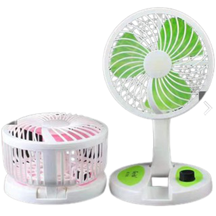 Quạt tích điện mini cỡ to gấp gọn có đèn led KC 5811, quạt tích điện gập gọn