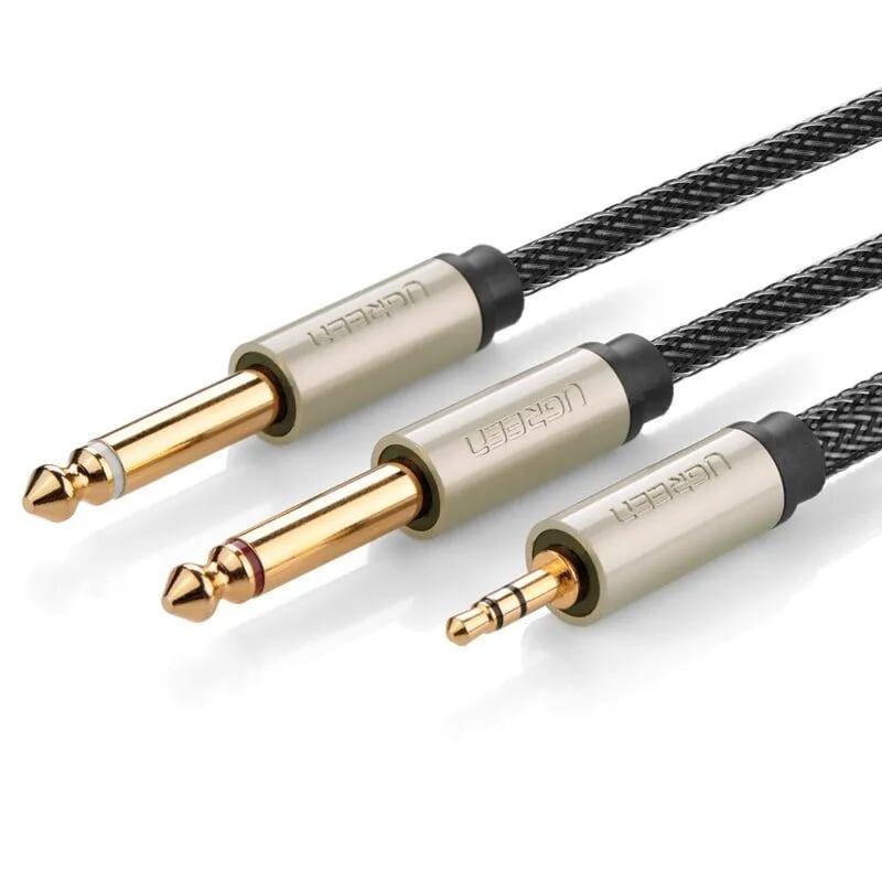 Ugreen 10619 5m màu đen cáp âm thanh 2 đầu 6.5mm dương sang 3.5mm dương av126