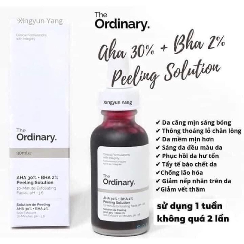 Serum tẩy tế bào chết hoá học aha 30% + bha 2% peeling solution - the ordinary.