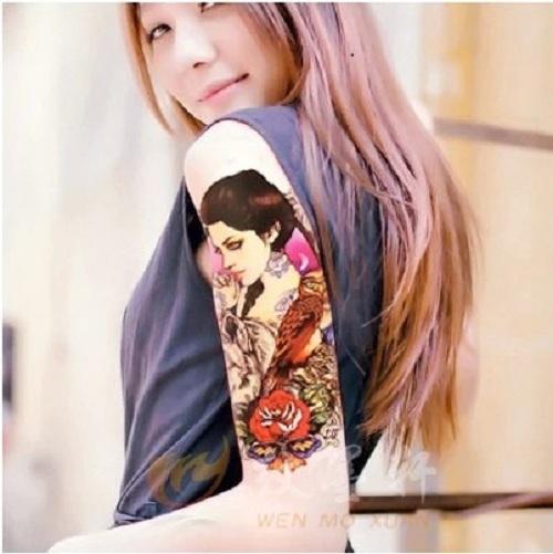 [HCM]Hình xăm dán tatoo cô gái sói kích thước 15 x 21 cm - miếng dán hình xăm đẹp dành cho nữ
