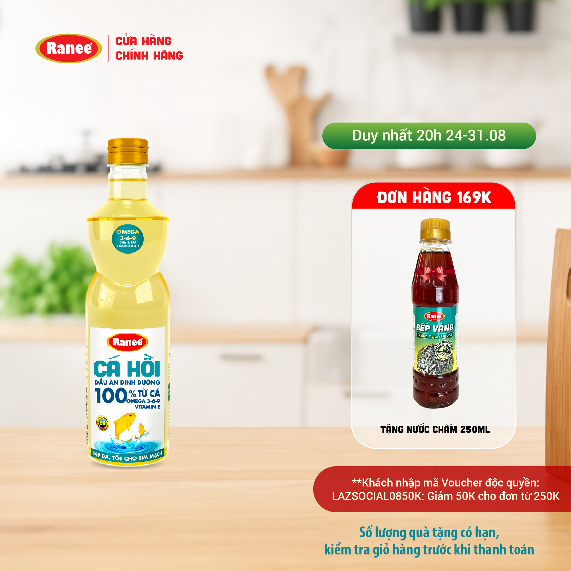 Dầu ăn Dinh Dưỡng Ranee Cá Hồi 950ml