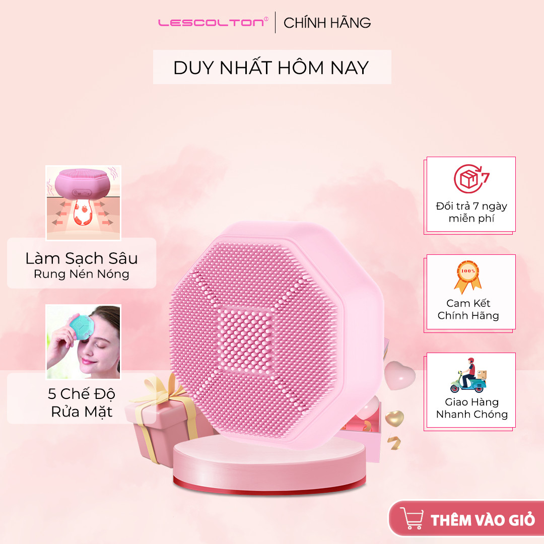 Máy rửa mặt Lescolton mini đẩy tinh chất massage mặt kèm chế độ nâng cơ mặt 4 chức năng