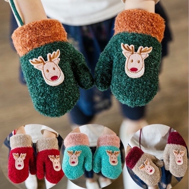 Găng Tay Len Hình Noel Mùa Đông Ấm Áp Cho Bé Trai/Gái