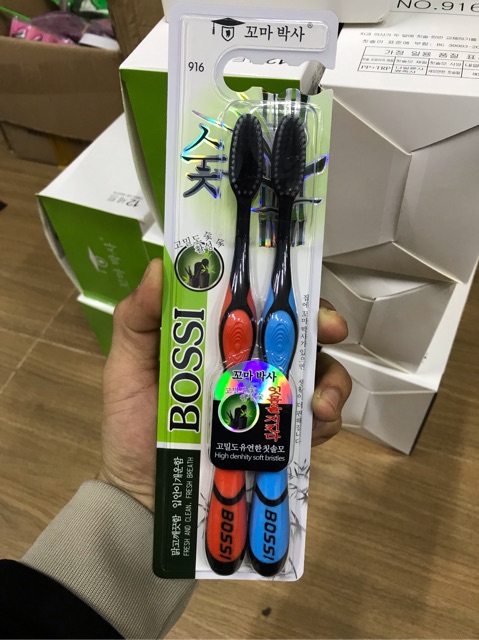 [Free ship] Combo 10 Chiếc Bàn Chải Đánh Răng Than Tre Hoạt Tính Hàn Quốc BOSSI NO921