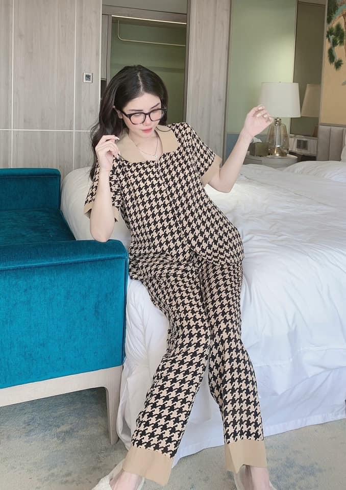 Bộ đồ ngủ pijama mặc nhà tiểu thư tay ngắn quần dài giá rẻ