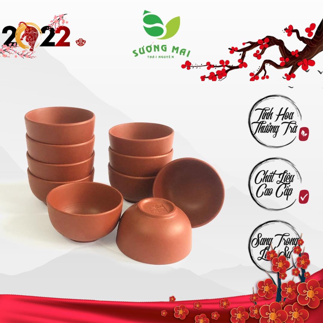 Combo 10 chén uống trà sương mai tử sa đại hồng bào cao cấp - sm00003