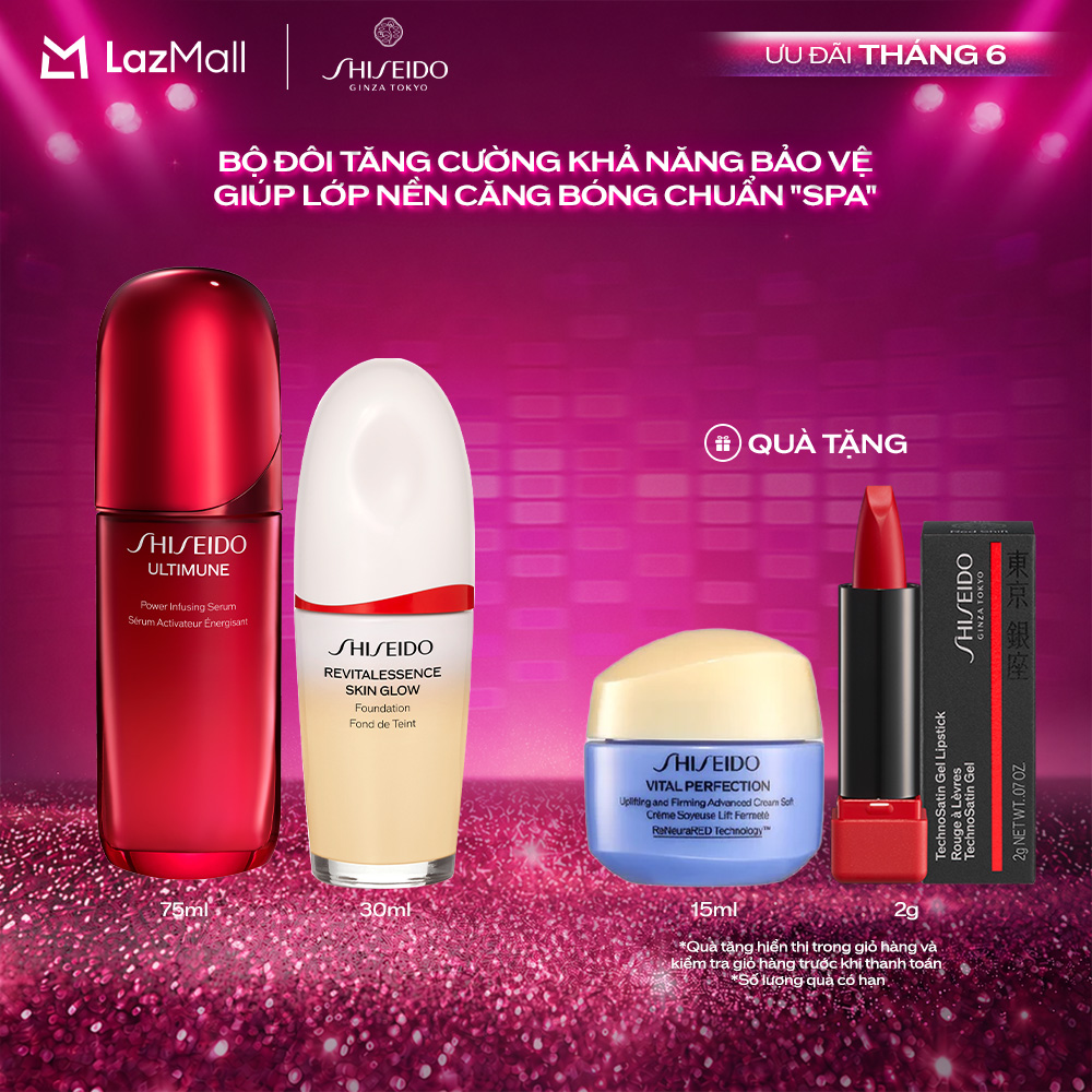 Combo Tinh chất UTM Power Infusing 4.0 Serum 75ml và Kem nền Revitalessence Skin Glow Foundation 30ml
