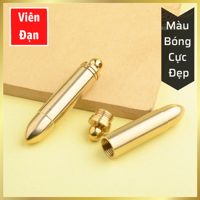 [Đồng Thau] Móc Chìa Khóa-Mặt Dây Chuyền Bằng Mô Phỏng Vỏ Đạn (Kích Thước 48 x 10 mm)