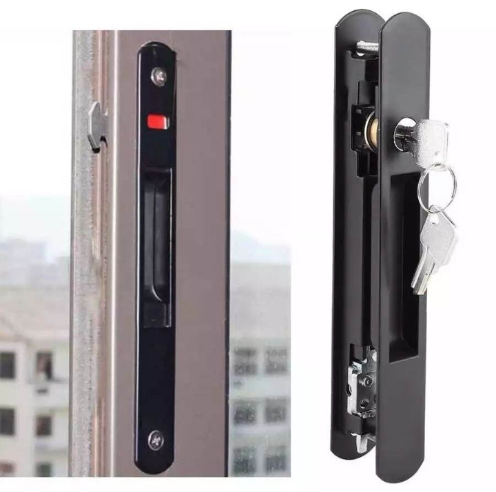 Chốt sập tự động có chìa cửa lùa nhôm xingfa.