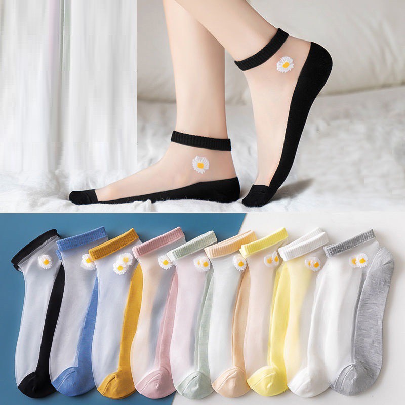 Tất hoa cúc lưới nữ tiện lợi, Vớ lưới hoa cúc cổ ngắn sang chảnh