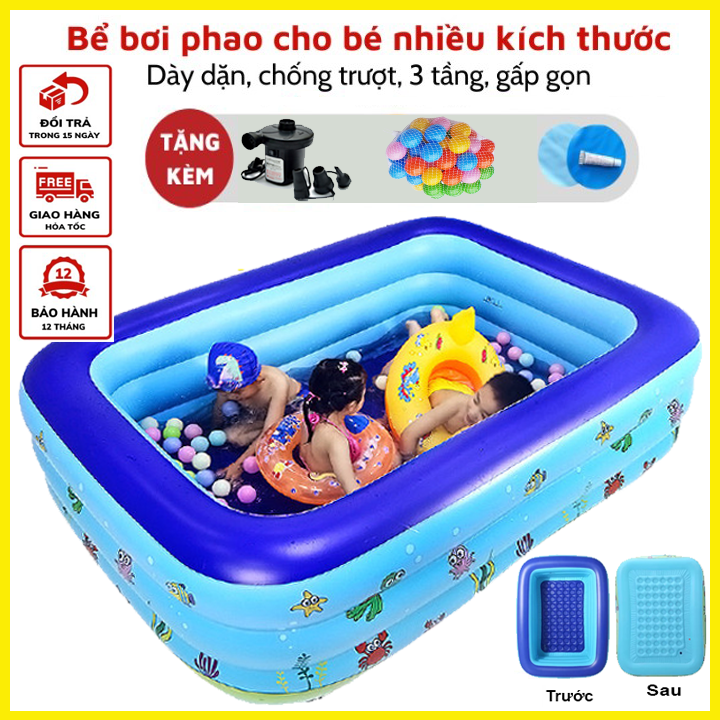 [ Loại 1 Dày ] Bể Bơi Cho Bé, Hồ Bơi Phao Cho Bé Bơm Hơi Tại Nhà 3 Tầng Nhiều Kích Thước Hàng Loại 1 Dày Dặn Có Đáy Chống Trượt, bể bơi khổng lồ giá rẻ Hồ Bơi Trong Nhà bể bơi cho bé, Mua Ngay Bể Phao Bơi Cao Cấp 2023