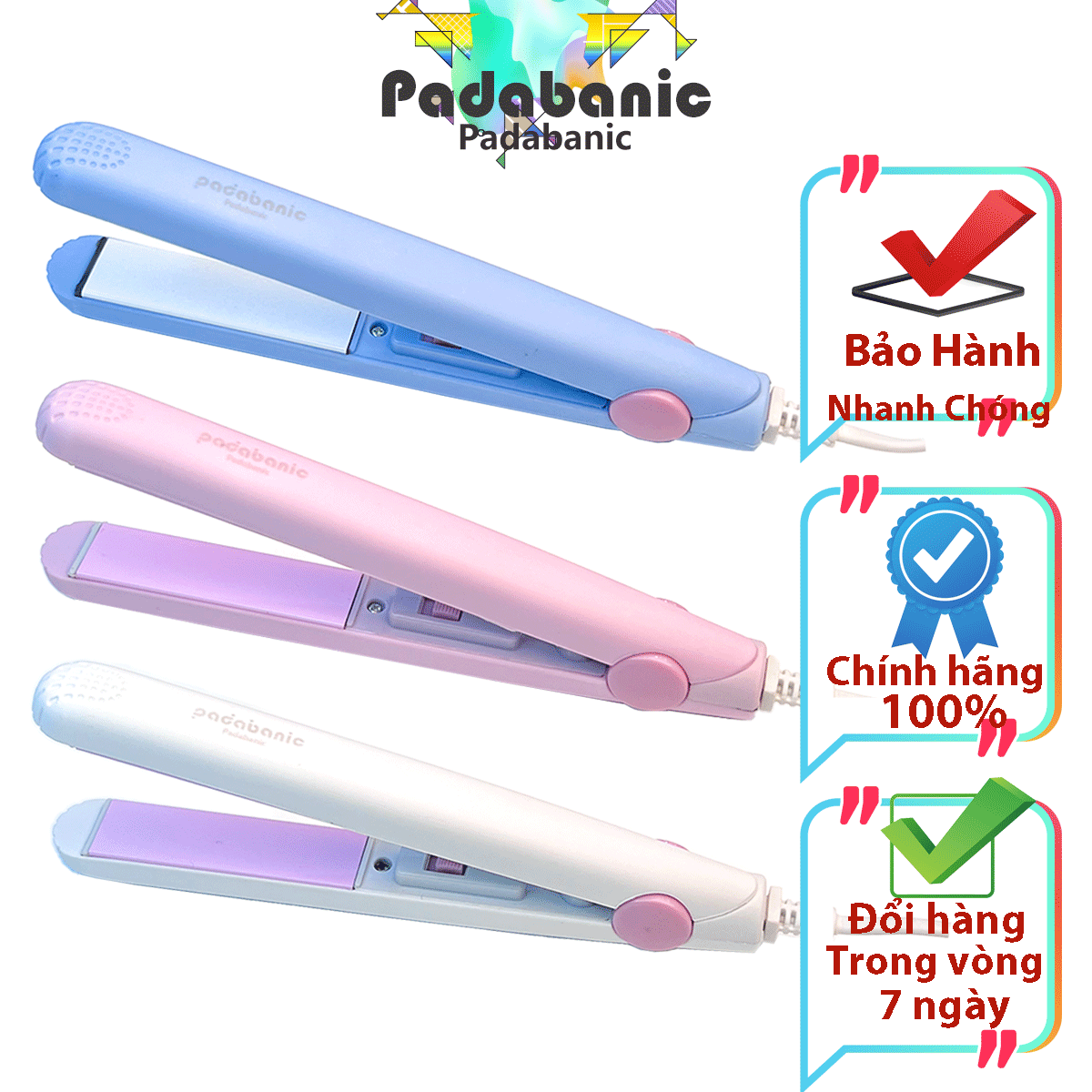 Máy Uốn Duỗi Tóc mini Padabanic máy ép tóc mini máy làm tóc mini 2in1 máy duỗi tóc mini