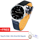 Đồng hồ nam dây da khôi nguyên 002 + tặng pin nhật và móc khoá