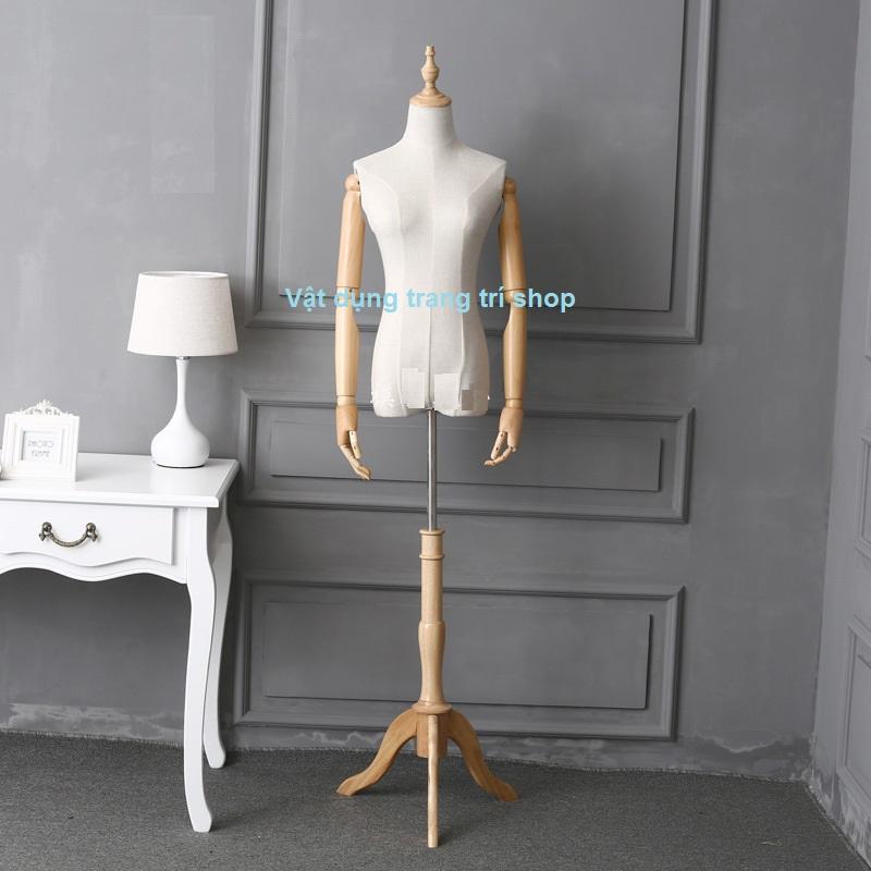 Manocanh Nữ Tay Nhựa Giả Gỗ Vải Bố Cao Cấp