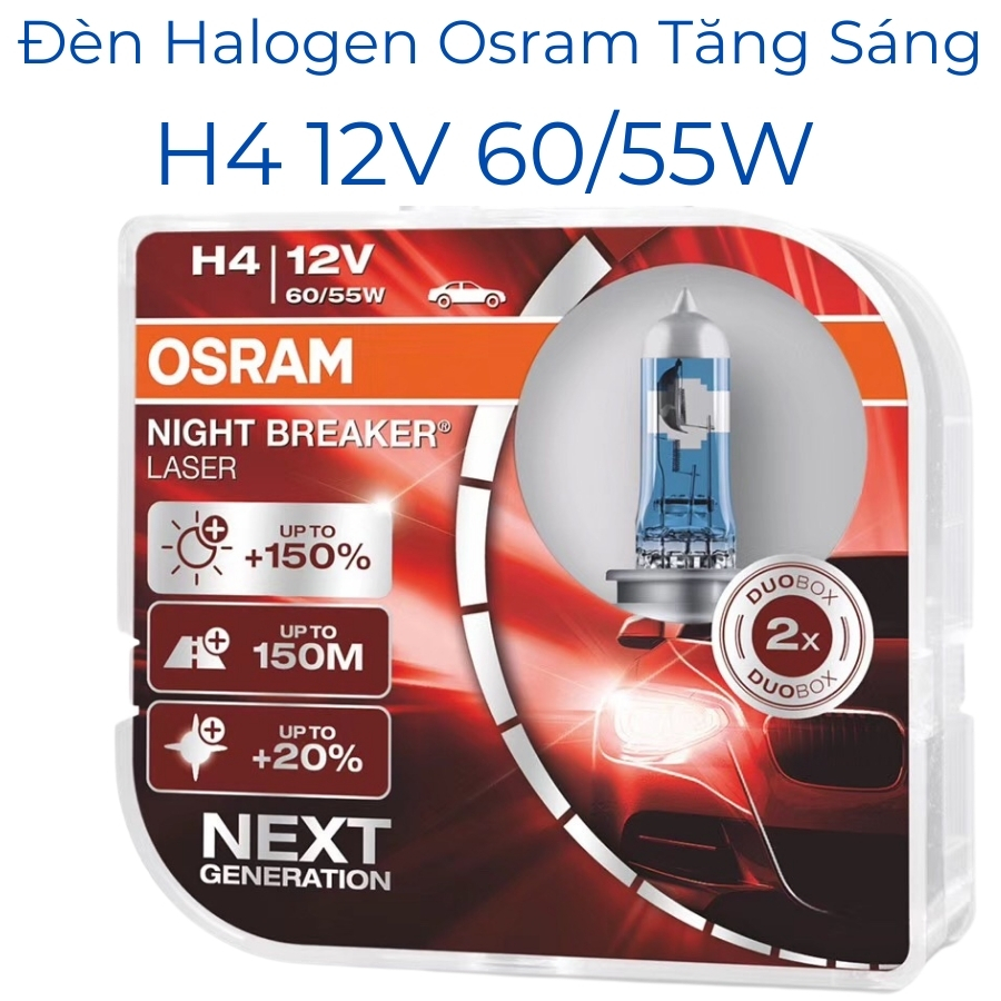 Đèn Osram Ô tô H4 12V 60/55W dòng bóng tắng sáng 150% sử dụng cho xe hơi, sản phẩm chính hãng bảo hành 1 đổi 1