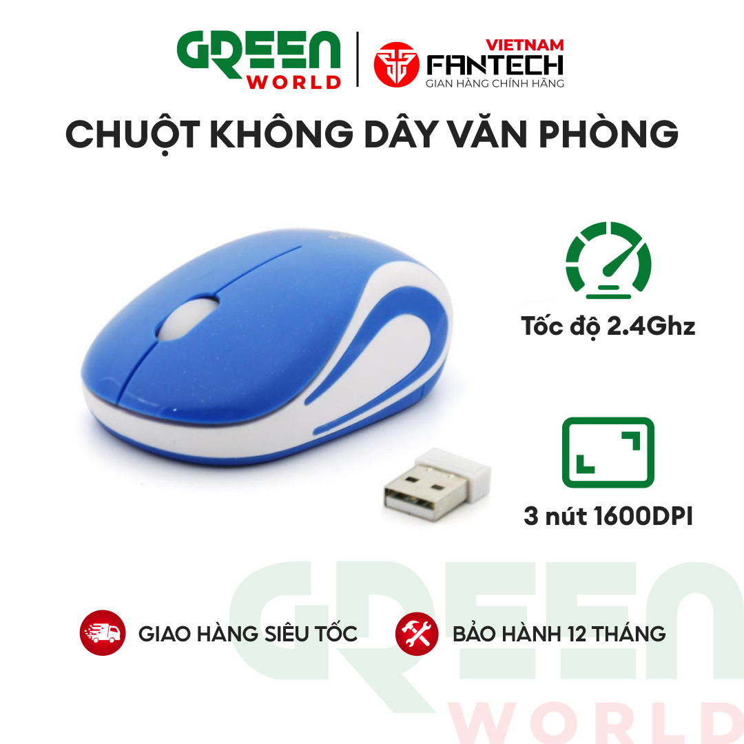 Chuột không dây văn phòng 3 nút 1600dpi 2.4ghz - fantech w187